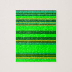 Colourful Green Stripe Customized Designer Pattern Jigsaw Puzzle