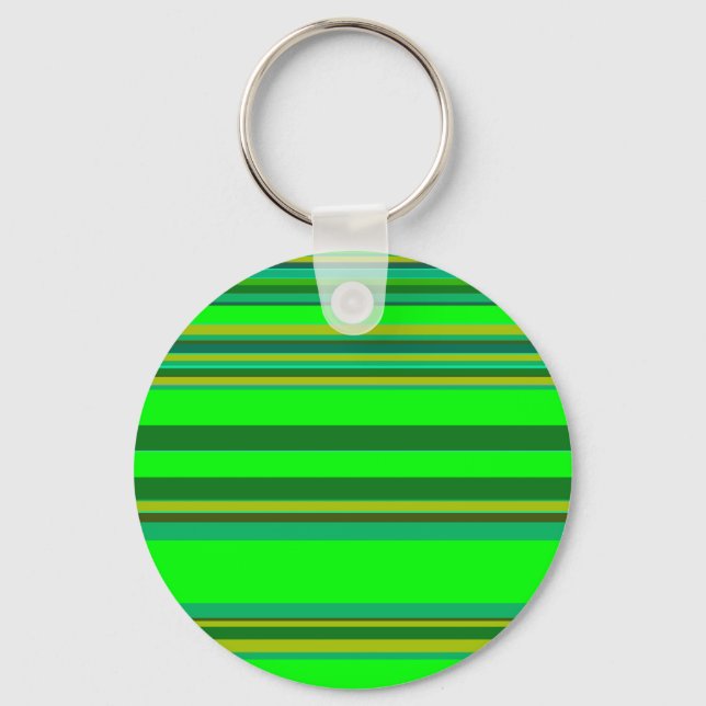 Colourful Green Stripe Customized Designer Pattern Keychain (Front)