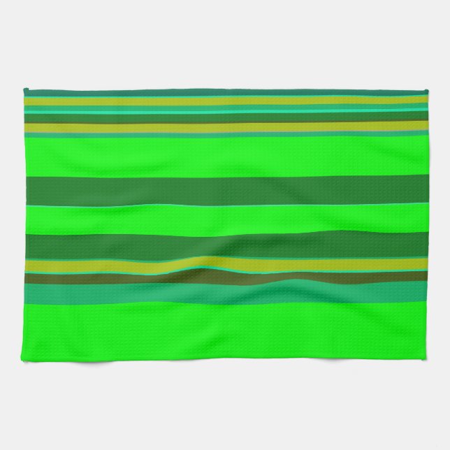 Colourful Green Stripe Customized Designer Pattern Kitchen Towel (Horizontal)