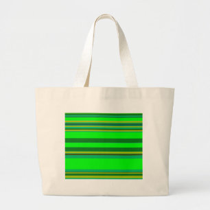 Colourful Green Stripe Customized Designer Pattern Large Tote Bag