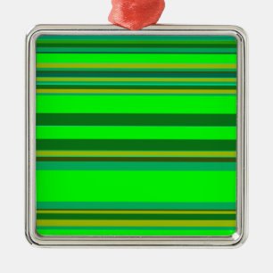 Colourful Green Stripe Customized Designer Pattern Metal Ornament