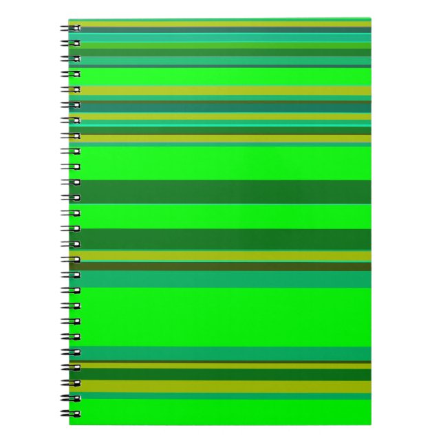 Colourful Green Stripe Customized Designer Pattern Notebook (Front)