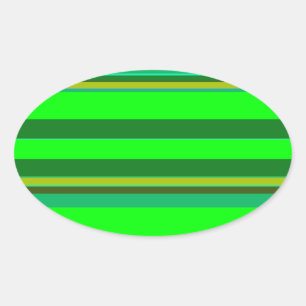 Colourful Green Stripe Customized Designer Pattern Oval Sticker