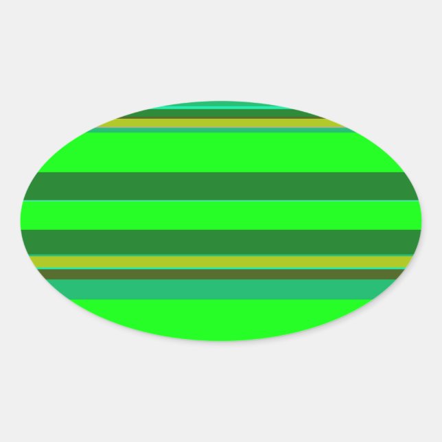 Colourful Green Stripe Customized Designer Pattern Oval Sticker (Front)
