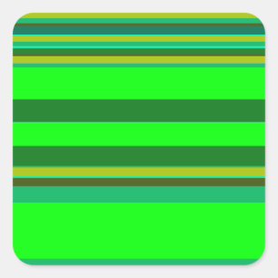 Colourful Green Stripe Customized Designer Pattern Square Sticker
