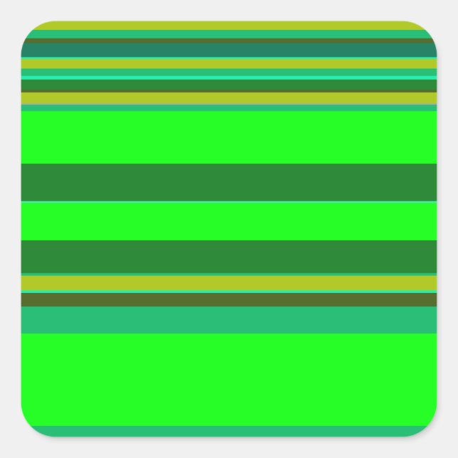 Colourful Green Stripe Customized Designer Pattern Square Sticker (Front)