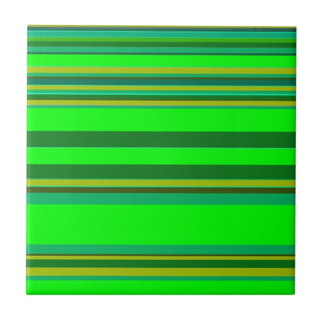 Colourful Green Stripe Customized Designer Pattern Tile (Front)