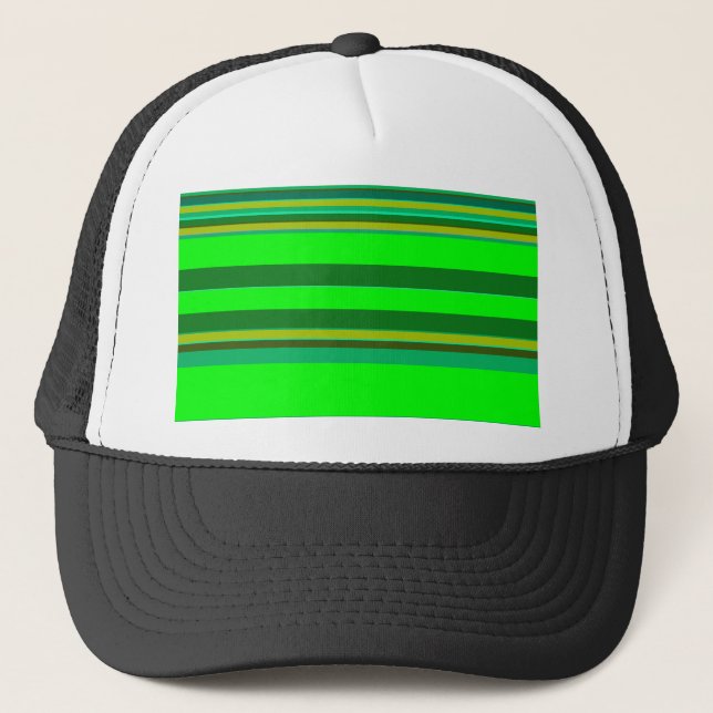 Colourful Green Stripe Customized Designer Pattern Trucker Hat (Front)
