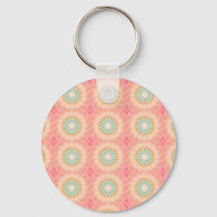 Colourful Green Yellow and Orange Geometric Mandal Keychain