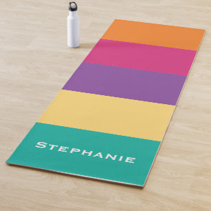Colourful Green Yellow Purple Abstract Stripes Nam Yoga Mat