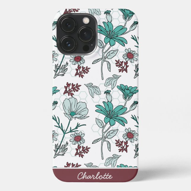 Colourful greenery floral pattern personalized nam iPhone case (Back)