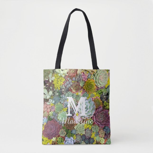 Colourful Greenery Succulents Tote Bag (Front)