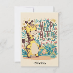 Colourful Greeting Giraffe Birthday Card