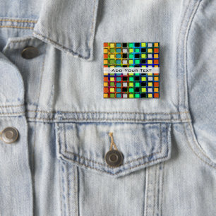 Colourful Grid-Tiled by Shirley Taylor 2 Inch Square Button