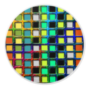 Colourful Grid-Tiled by Shirley Taylor Ceramic Knob