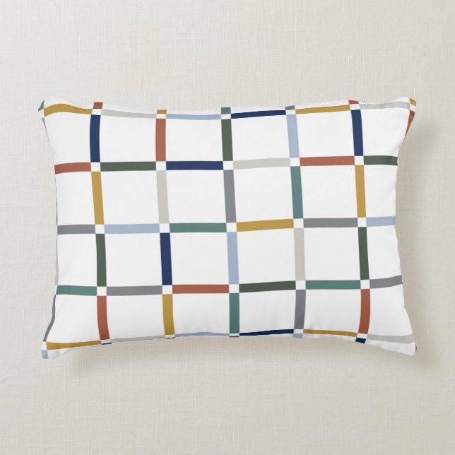 Colourful Grid with Negative Space Art Nouveau Accent Pillow (Front)