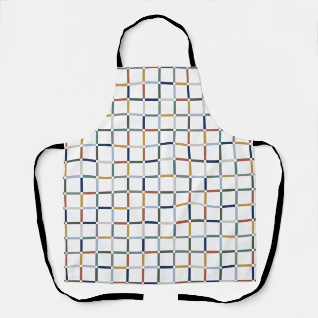 Colourful Grid with Negative Space Art Nouveau Apron (Front)