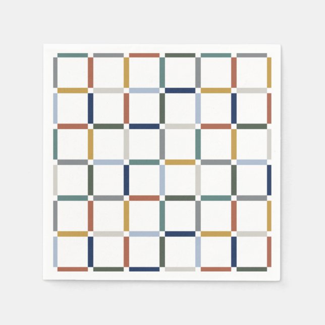 Colourful Grid with Negative Space Art Nouveau Napkin (Front)