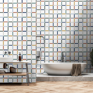 Colourful Grid with Negative Space Art Nouveau Wallpaper