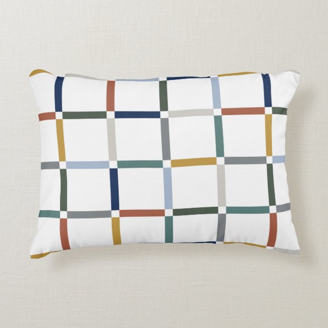 Colourful Grid with Negative Space Impressionist Accent Pillow (Front)