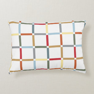 Colourful Grid with Negative Space Mid Mod-inspire Accent Pillow