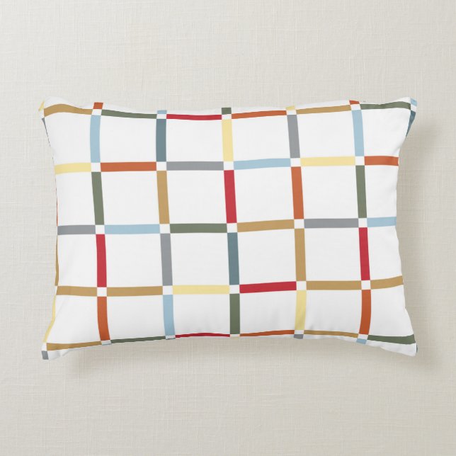 Colourful Grid with Negative Space Mid Mod-inspire Accent Pillow (Front)