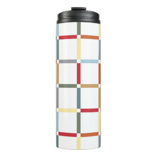 Colourful Grid with Negative Space Mid Mod-inspire Thermal Tumbler