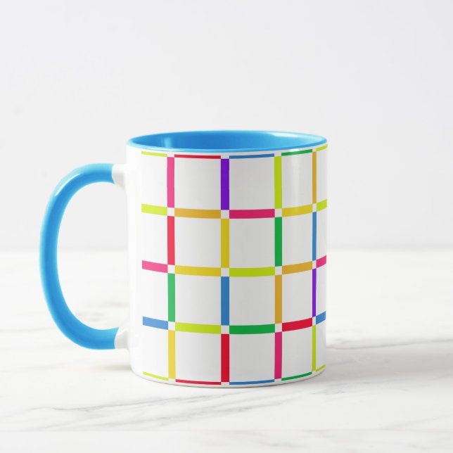 Colourful Grid with Negative Space Pop Art-Inspire Mug (Left)
