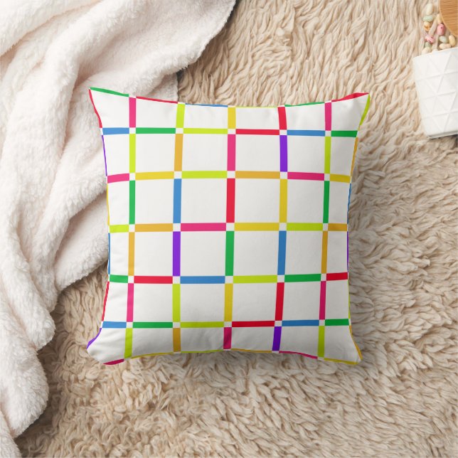 Colourful Grid with Negative Space Pop Art-Inspire Throw Pillow (Blanket)