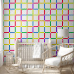 Colourful Grid with Negative Space Pop Art-Inspire Wallpaper<br><div class="desc">Grid pattern composed of Pop Art-inspired colourful lines and negative space. Let me know if you’d like a different colorway for this pattern. I love to see my designs out in the world - tag me on IG @parry_vegan.</div>