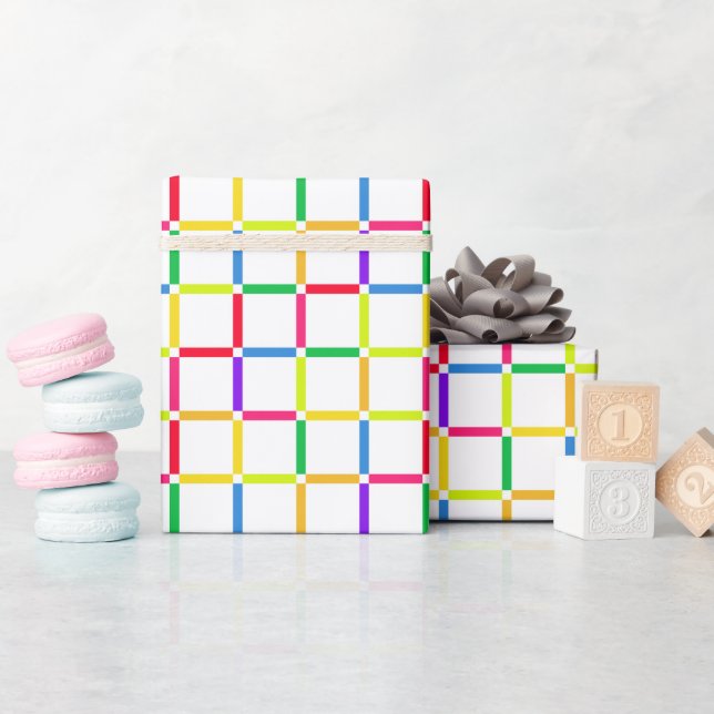 Colourful Grid with Negative Space Pop Art-Inspire Wrapping Paper (Baby Shower)
