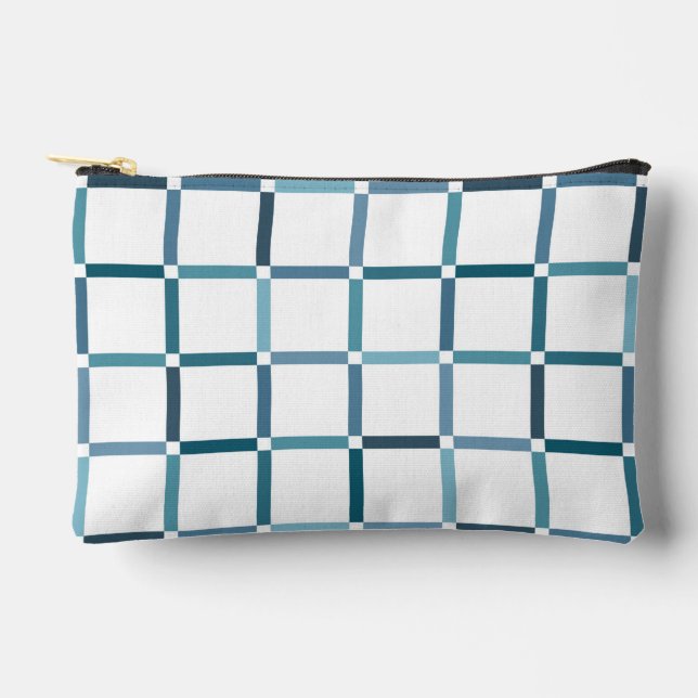 Colourful Grid with Negative Space Sea Tones Colou Accessory Pouch (Front)
