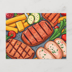 Colourful Grilled Vegetables and Lean Meats Postcard