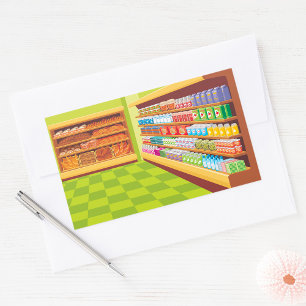 Colourful Grocery Store Aisle and Bakery Sticker