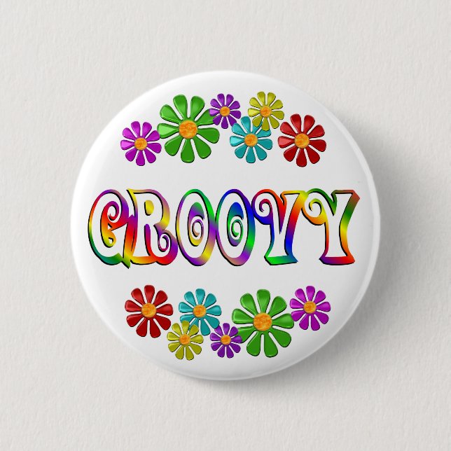 Colourful Groovy 2 Inch Round Button (Front)