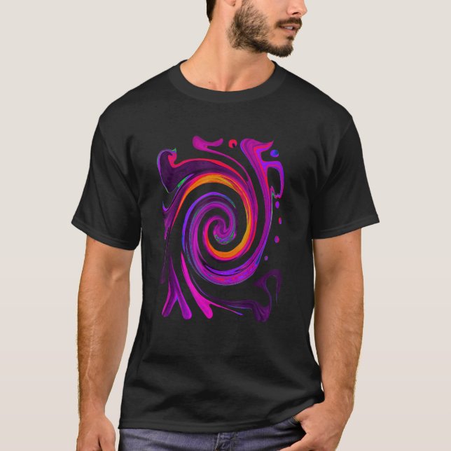 Colourful Groovy Abstract Purple Retro Swirl Art T-Shirt (Front)