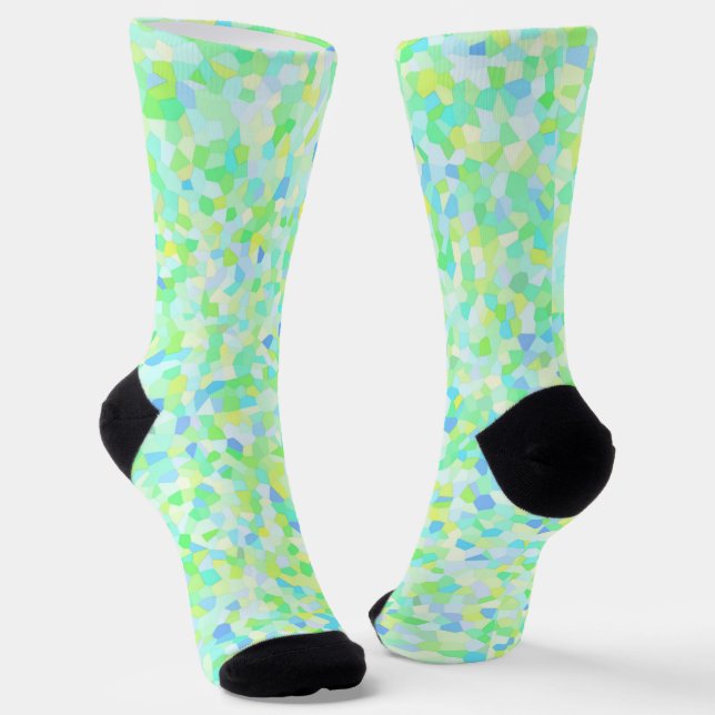 Colourful Groovy Boho Eclectic Sprinkles Mosaic Socks (Angled)