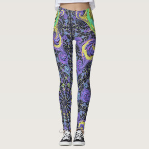 Colourful Groovy Boho Hippie Funky Abstract Fracta Leggings