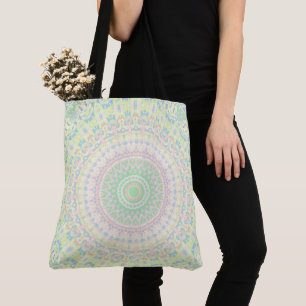 Colourful Groovy Boho Hippie Pastel Funky Mandala Tote Bag