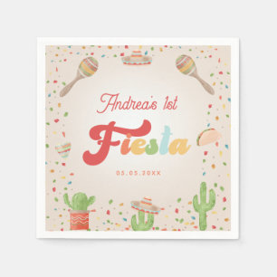 Colourful Groovy Fiesta 1st Birthday Gender Neutra Napkin