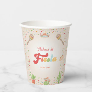 Colourful Groovy Fiesta 1st Birthday Gender Neutra Paper Cups