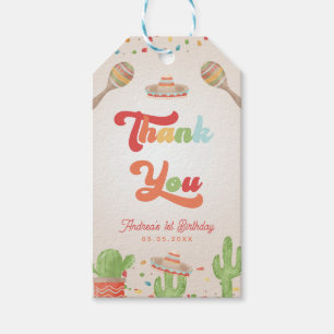 Colourful Groovy Fiesta 1st Birthday Thank You Gift Tags