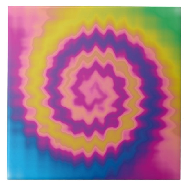 Colourful groovy funky retro tie dye pattern tile (Front)