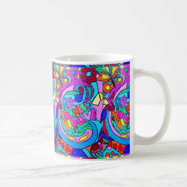 colourful groovy hippie style love mug (Right)