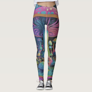 Colourful Groovy Magic Mushrooms Leggings