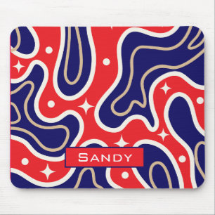 colourful groovy monogram name mouse pad