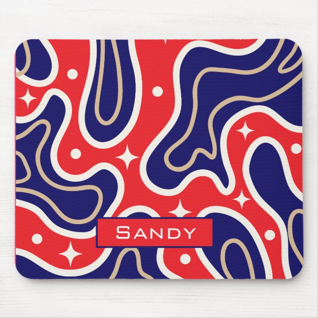 colourful groovy monogram name mouse pad (Front)