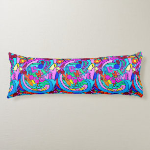 colourful groovy peace and love body pillow