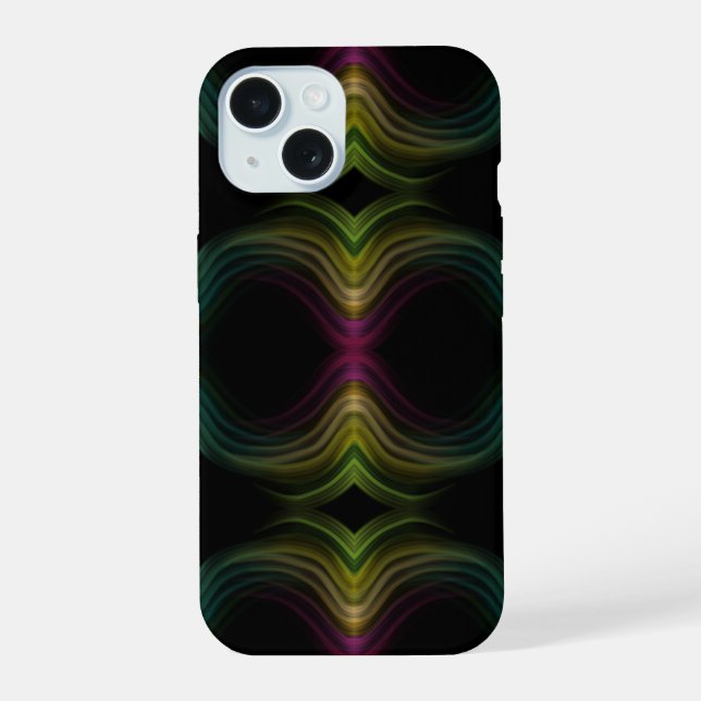 Colourful Groovy Psychedelic Pattern Abstract Art iPhone 15 Case (Back)
