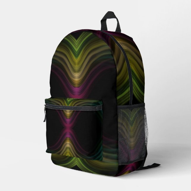 Colourful Groovy Psychedelic Pattern Abstract Art Printed Backpack (Back Corner Right)